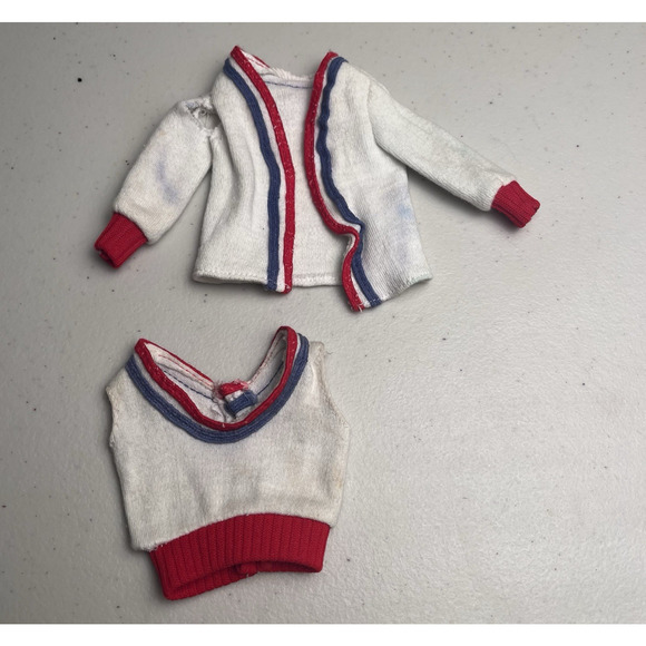 Vintage Barbie Ken Jacket and Vest Tank Tops Lot of 2 Red White Blue 1970s FLAW - Picture 2 of 9